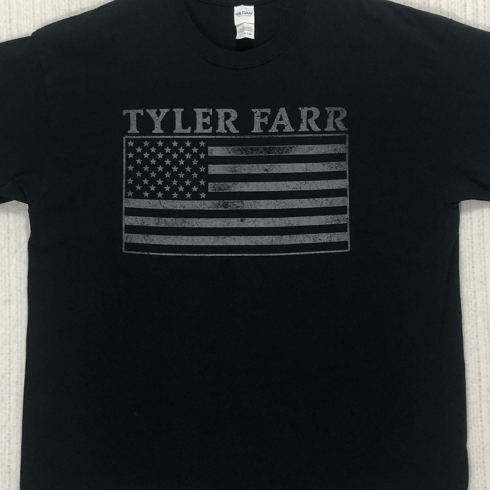 Tyler Farr American Flag Country Music Graphic T-Shirt Black Gildan Ultra Cotton